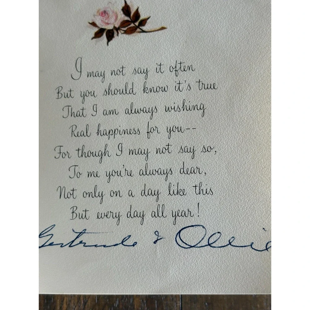 5 VTG Birthday Cards Signed 1950's Tomatoe Kitten‎ Magnolia Rise Hallmark Mica